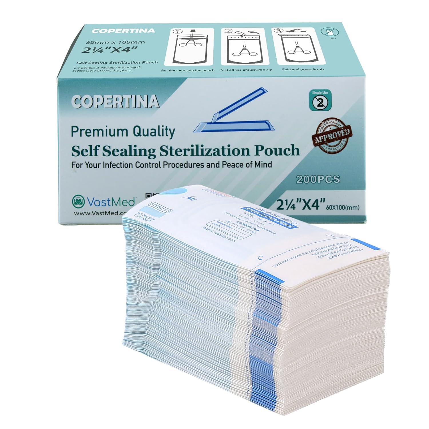 Dental Sterilization Pouches, 200pcs / Box Self Sealing Cleaning Pouch Sterilization Pouches Storage Bag Pochette Sterilisation Ongle For Dental Materials Tool 83 X 160mm
