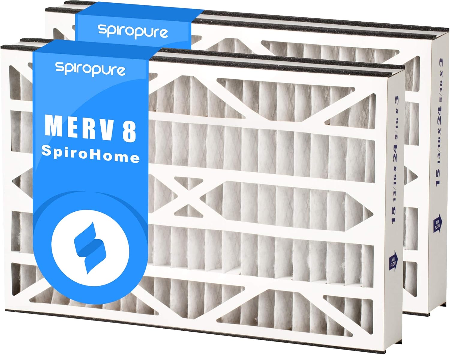 SpiroPure 16 x 25 x 3 MERV 8 FC100A1052 Aftermarket Filters (2 Pack), Blue