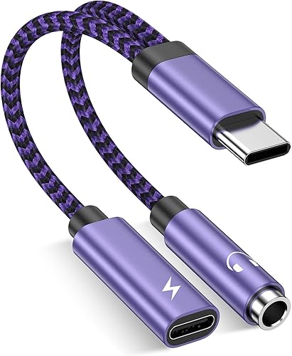 USB C a Aux Audio con divisor de carga para Samsung Galaxy S23 UltraS22S21 FES20Note 20Z Fold 5, adaptador USB C 2 en 1 a conector de auriculares de