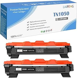 LAIPENG Compatible TN-1050 TN1050 Toner Cartridge for Brother DCP-1510 DCP-1512 DCP-1512A DCP-1610W DCP-1612W DCP-1612WE HL-1110 HL-1112 HL-1112A HL-1210W HL-1212W MFC-1810 MFC-1910W Printers (2BK)