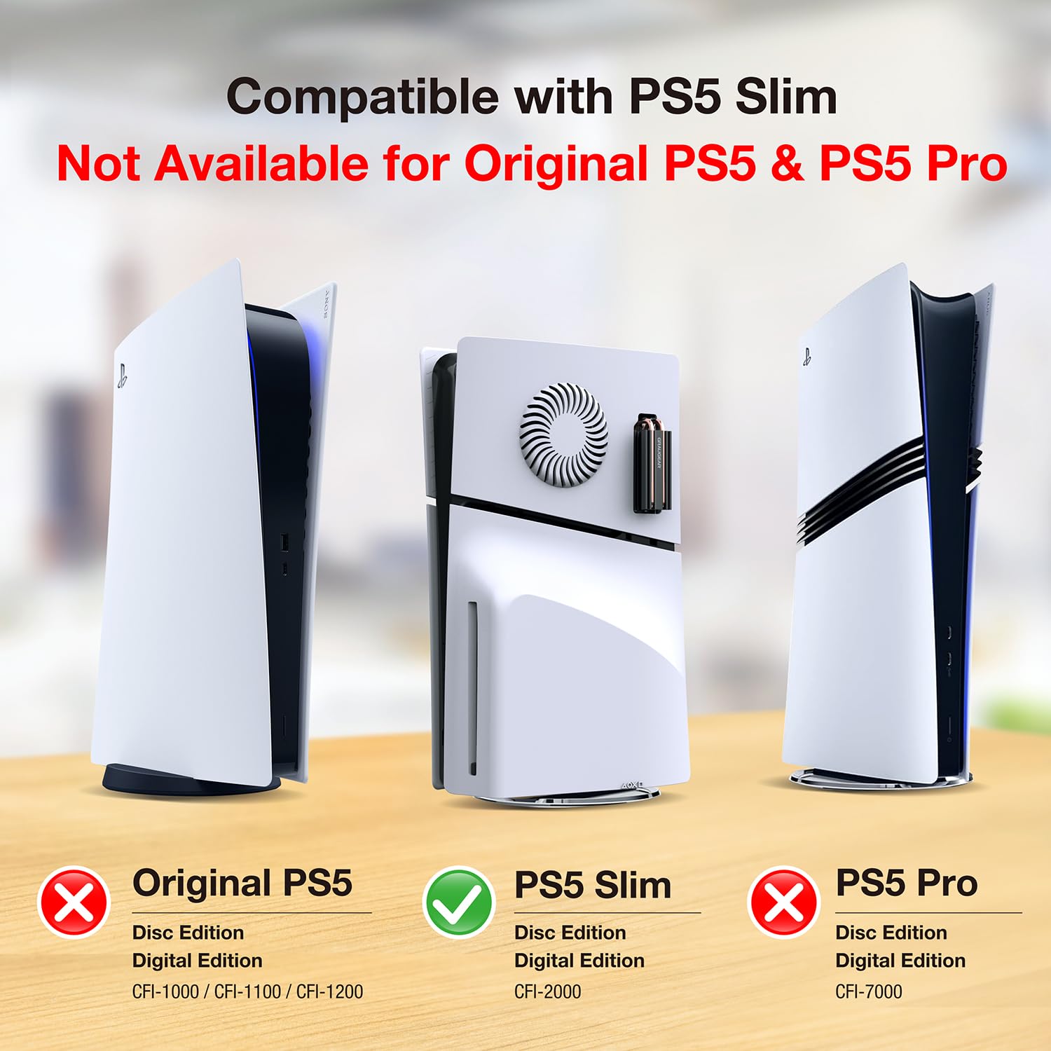 GRAUGEAR PS5 Slim M.2 SSD Cooling Pack, Ventilation PS5 Slim Cover and Open-Air PS5 SSD Heatsink, Heat Pipe Cooler for PS5 M.2 SSD, Cross Ventilation Design(Not Fit for Original PS5/PS5 Pro)