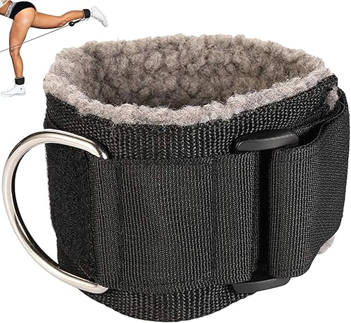 MOOCY Correas de tobillo de gimnasio para máquinas de cable, puños de tobillo ajustables para máquina de cable, correa de tobillo con forro polar