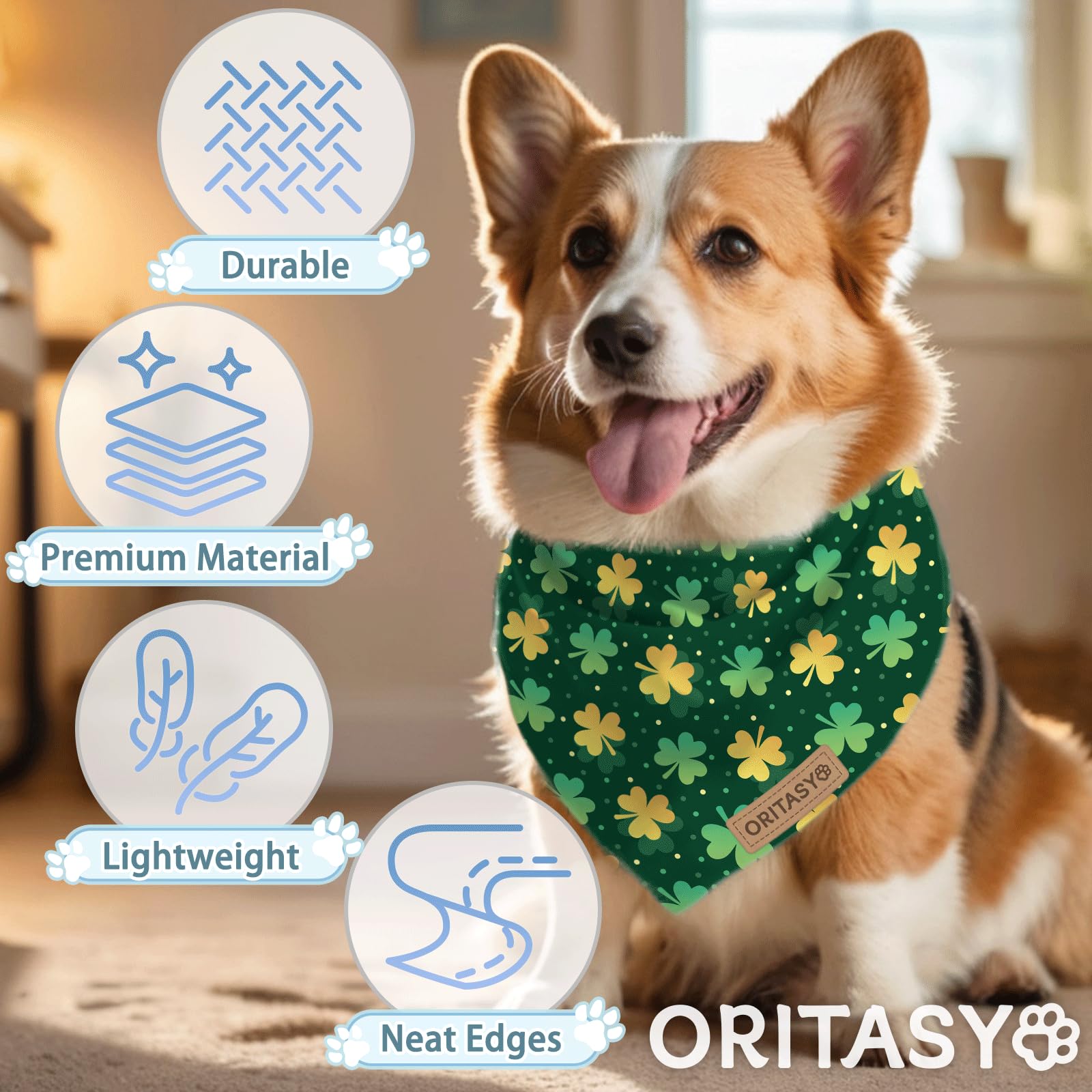Pañuelos para perros del Día de San Patricio, paquete de 2 bufandas triangulares reversibles para mascotas, tela premium, bandana irlandesa para todos los perros (S, estilo 1)