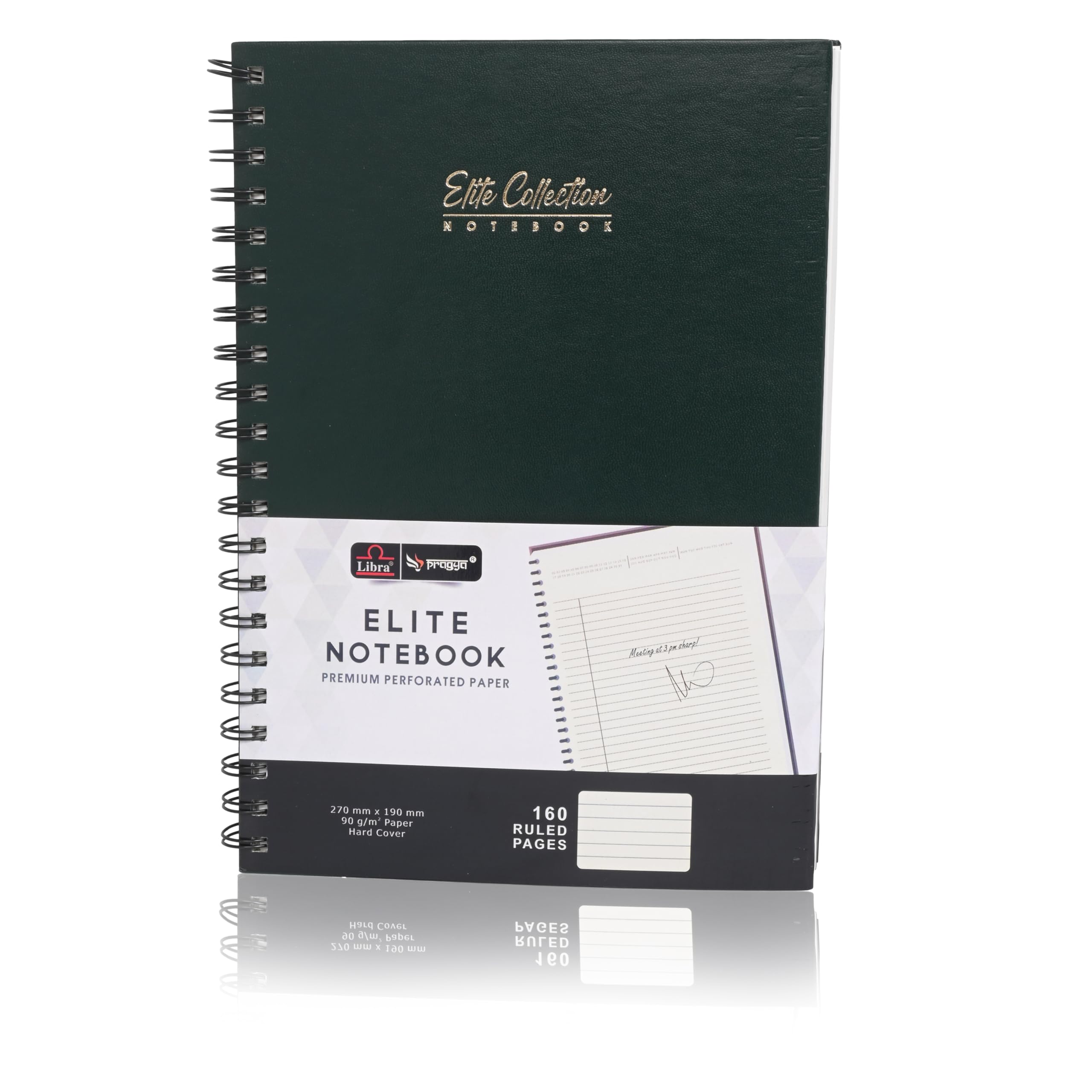 PRAGYA Elite Collection | Journal Notebook | (19x27 CM) 160 Single Ruled Pages | 90 GSM | Hard Cover with Wire Binding | Executive Notebook of Personal and Office Notes | Pack Of 2