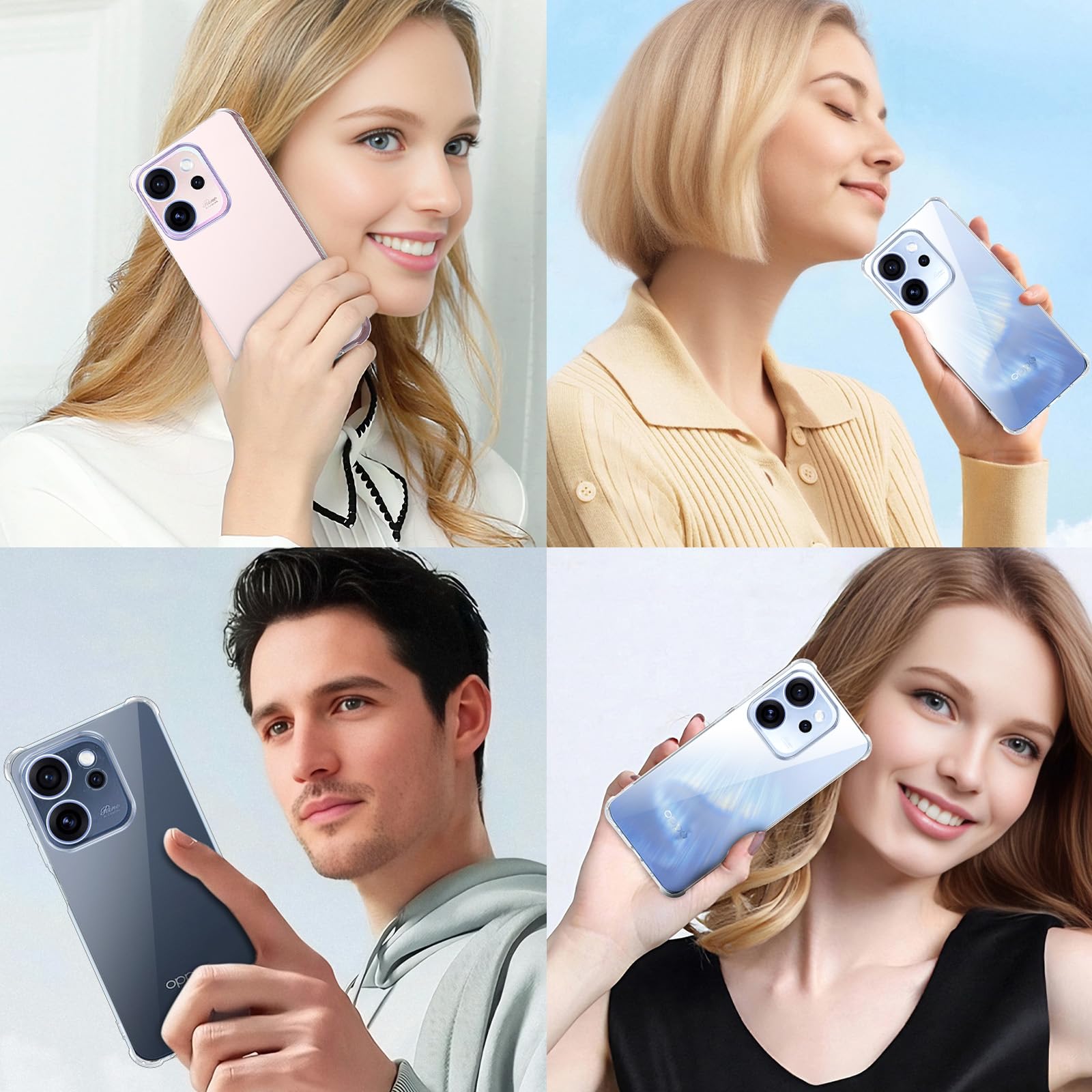 Yohii Cover per Oppo Reno15 F/Reno 15 FS 5G (No per Reno15) con 2 Pezzi Vetro Temperato, [Protezione Fotocamera] Custodia Antiurto Chiaro, TPU Morbido Antigraffio Anti Ingiallimento Case, Trasparente