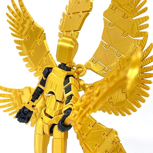 Miniatura 4 de (Asamblea completada) Figura de acción T13 Titan 13 impresa en 3D de 5.54 pulgadas con 9 tipos de armas y 5 tipos de manos, (dorado)