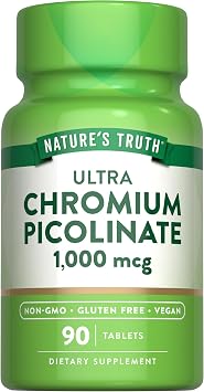 Natures Truth Ultra Chromium Picolinate 1000mcg | 90 Tablets | Vegan, Non-GMO & Gluten Free Supplement