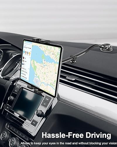 Miniatura 2 de woleyi Soporte para tablet para parabrisas de tablero de automóvil brazo largo de cuello de cisne Soporte de iPad con ventosa para automóvil,