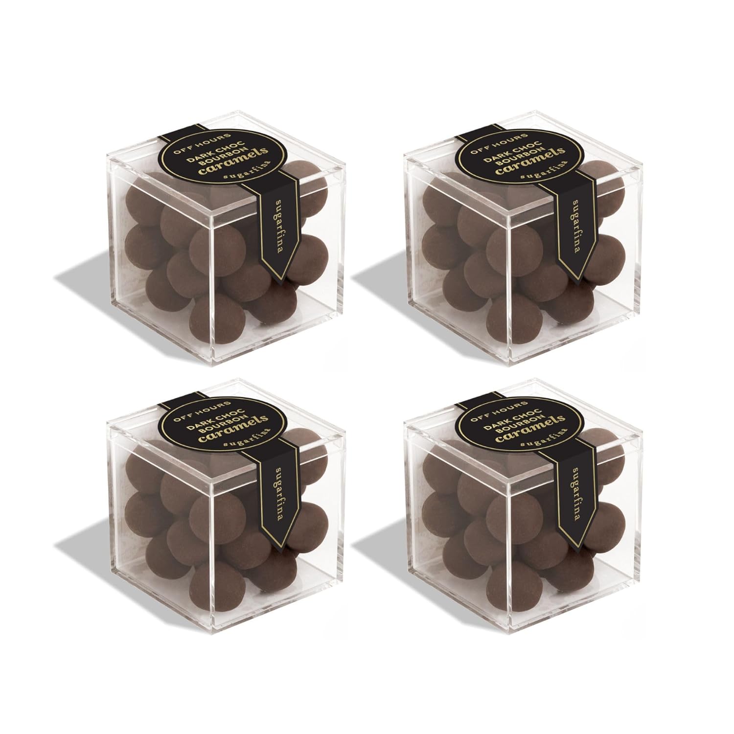 Sugarfina Bourbon Bears Small Candy Cube, 3.3 oz, 4 Count | Non-Alcoholic, Bourbon-Flavored Gummy Bears