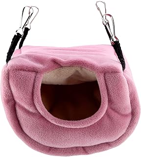 Beufee Hamaca Colgante para pájaros, nidos de pájaros, Cama para Loros, Cama Colgante para pájaros, Hamaca para Jaula, Hamaca cálida de Felpa para Colgar en Invierno, Color Rosa (S)