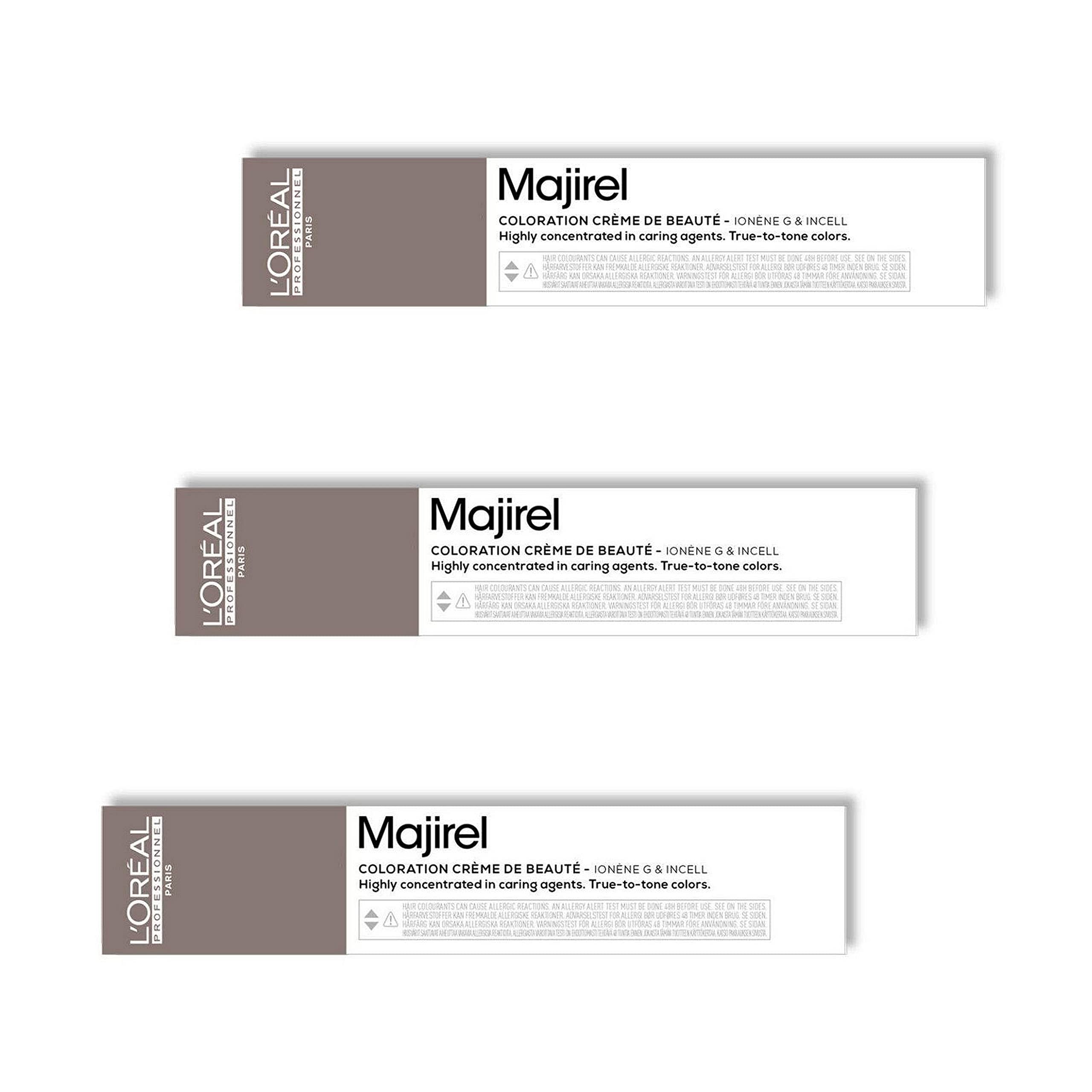 3 x Loreal Majirel 5.25 light brown irise mahogany cream hair colour - 50 ml.