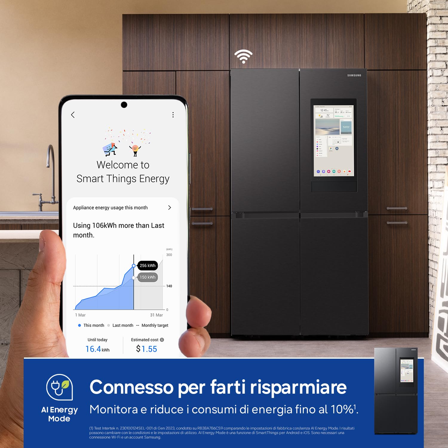 Samsung Frigorifero a 4 Porte Family Hub AI RF65DG9H0EB1/EF, Con AI Vision Inside, Wifi+AI Energy Mode, Beverage Center, Metal Back, 636 L, LxAxP: 91,2 x 183 x 72,3 cm, Antracite