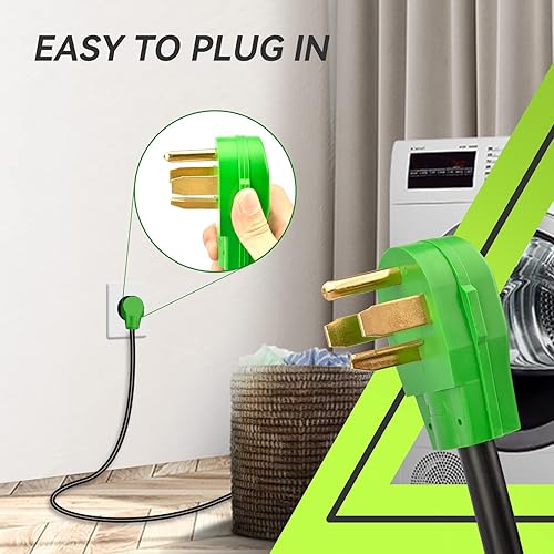 Miniatura 3 de RVMATE Cable de extensión para secadora de 4 clavijasEV de 25 pies, 30 amperios NEMA 14-30P a 14-30R 125V250V, chaqueta de PVC impermeable, perfecta