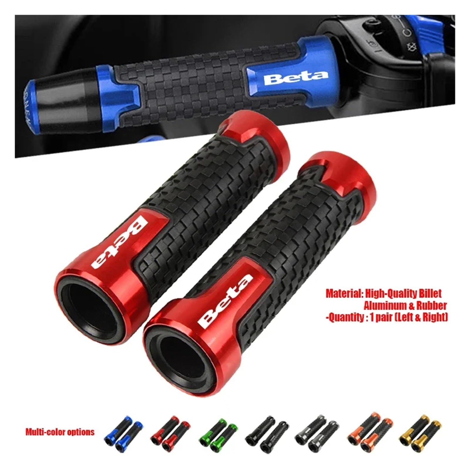 Manopole per Moto Beta Evo 250 300 80 Junior Senior RR 125 200 350 390 430 450 480 2T SM 4T LC 50 Enduro Manopole Per Manubrio Moto (Red)