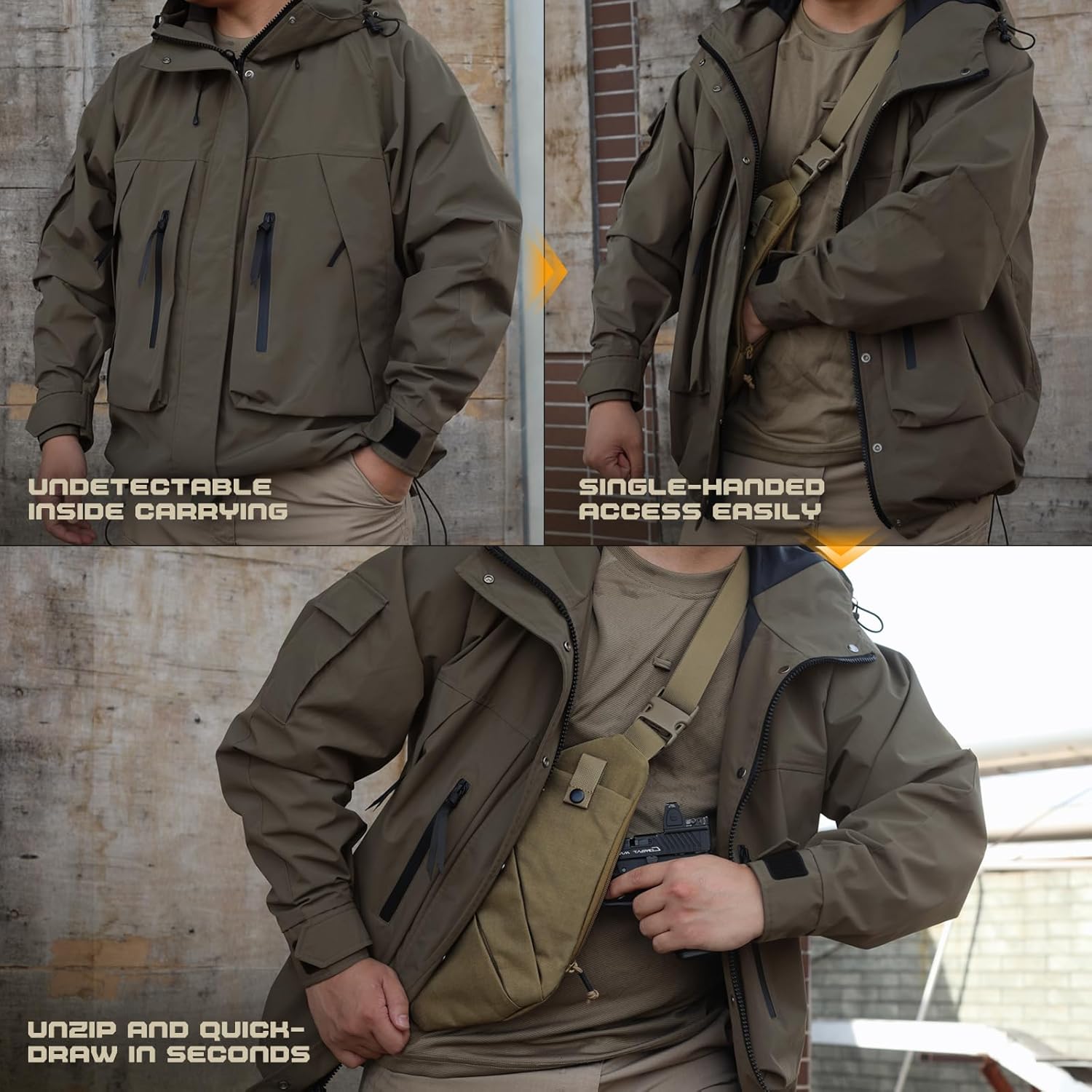 WYNEX Tactical Crossbody Sling Bag,Concealed Carry Bag for Men Women,Anti Theft Crossbody Bags, CCW Bags EDC Carry - Image 4