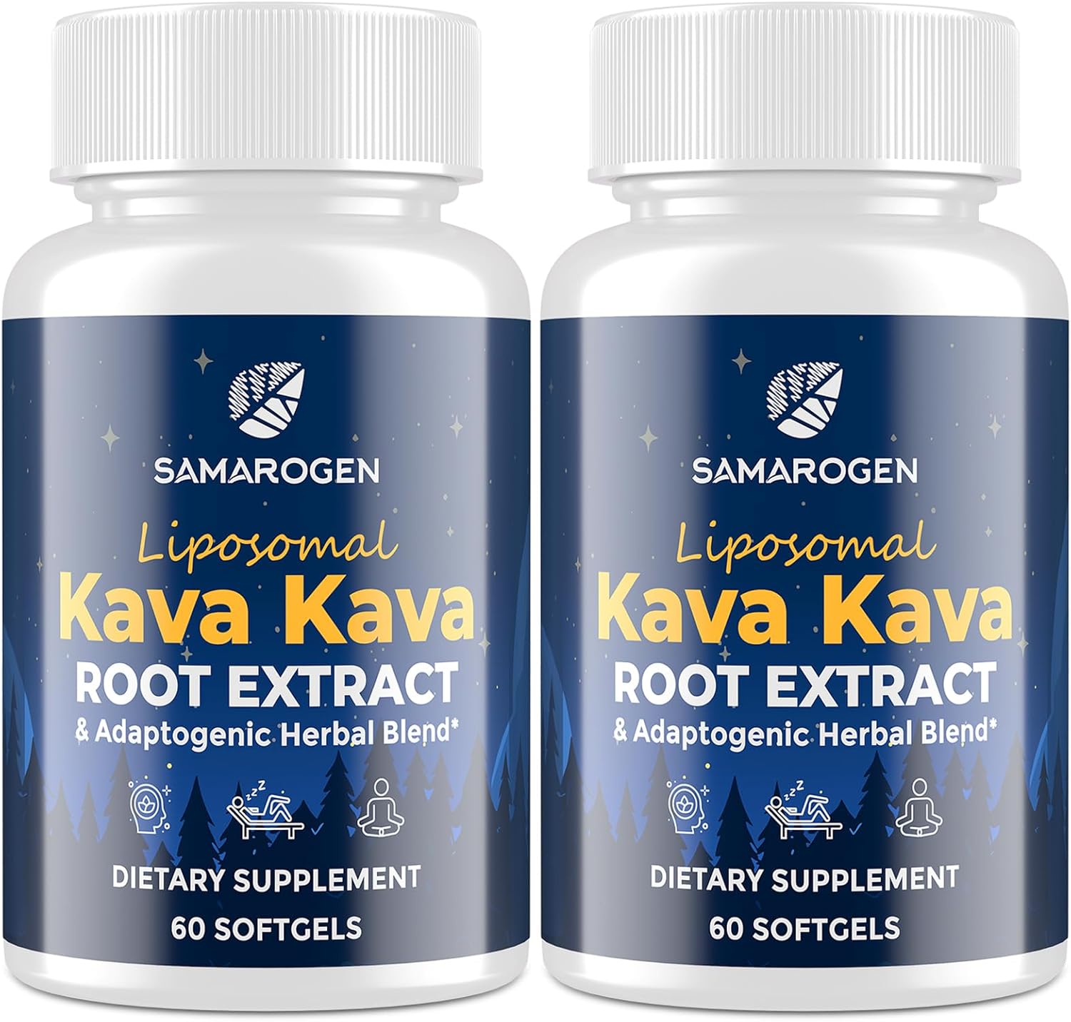 Kava Kava Capsules Root Extract Supplement Liposomal 55% Kavalactones with Ashwagandha Chamomile Lemon Balm Passionflower for Relax & Good Sleep (120 Softgels)
