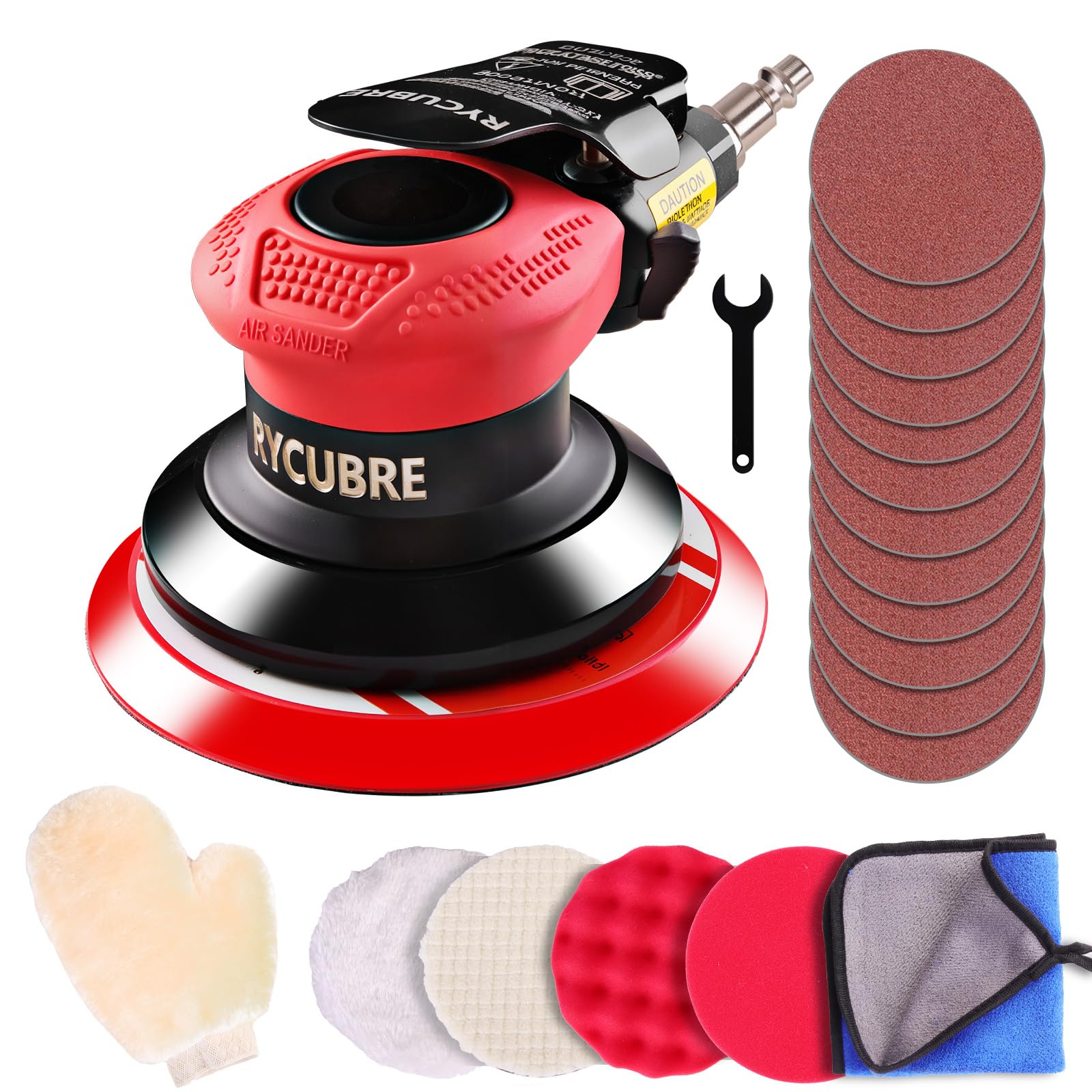 Rycubre 5 Inch da Sander - Professional Air Sander, Pneumatic Orbital Sander/Air Orbital Sander for Auto Body Work, DA Sander for Auto Body & Lijadora