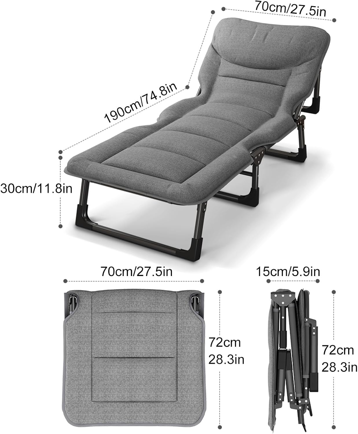 Tent Camping Cot, Portable Folding Cot,27.5in Widened Bed Surface,with Cushion and Pillow,for Office Rest Bed Or Outdoor Recreation