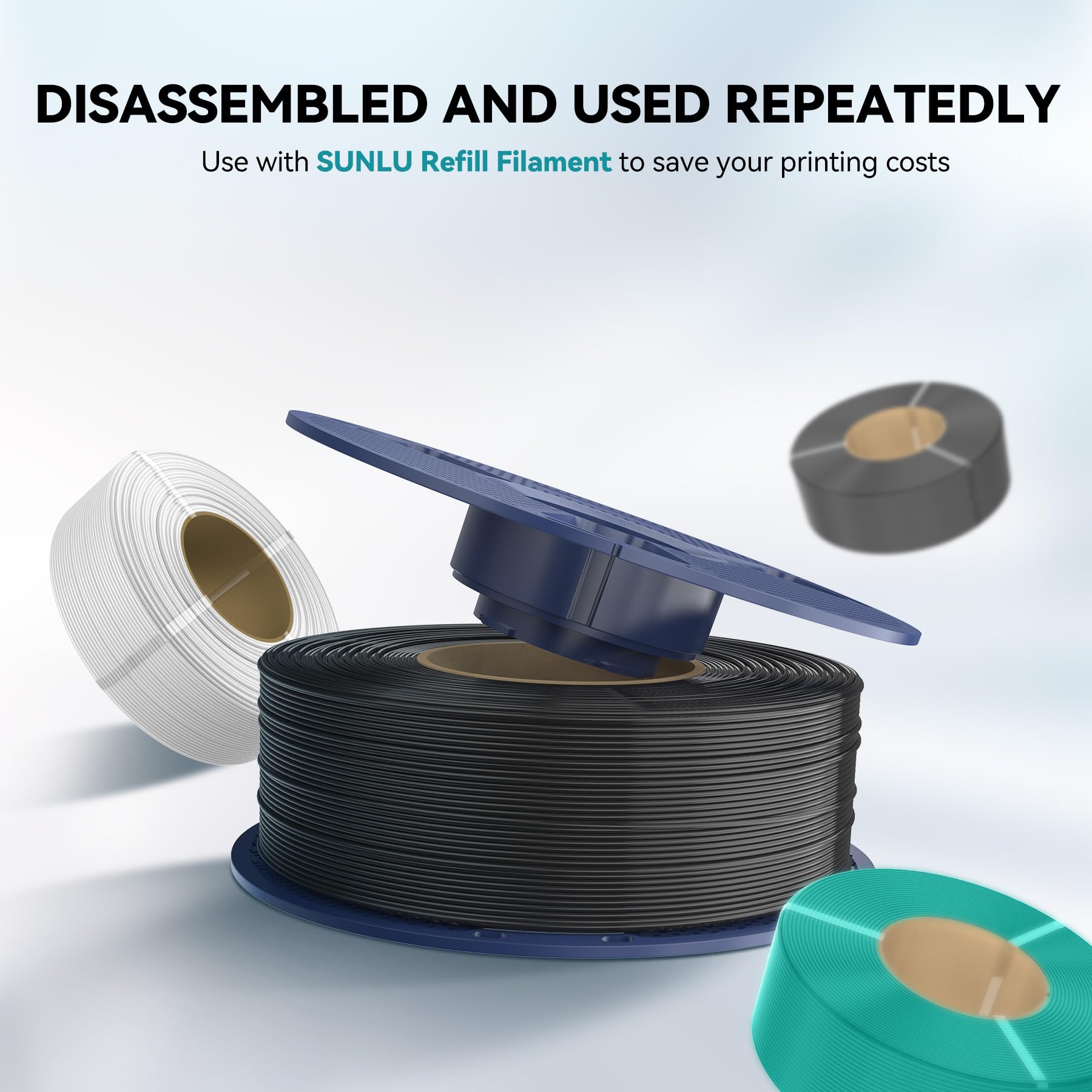 SUNLU 4KG Szybki filament ABS czarny 1,75 mm, filament do drukarki 3D ABS | 350mm/s wysoka prędkość szpula ABS, wysoka odporność na ciepło i doskonała wytrzymałość, czarny 4000g