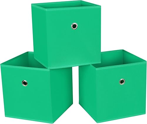 Contenedores de almacenamiento de tela, cubos de almacenamiento de tela de 11 pulgadas, cubos de almacenamiento plegables con asas dobles para