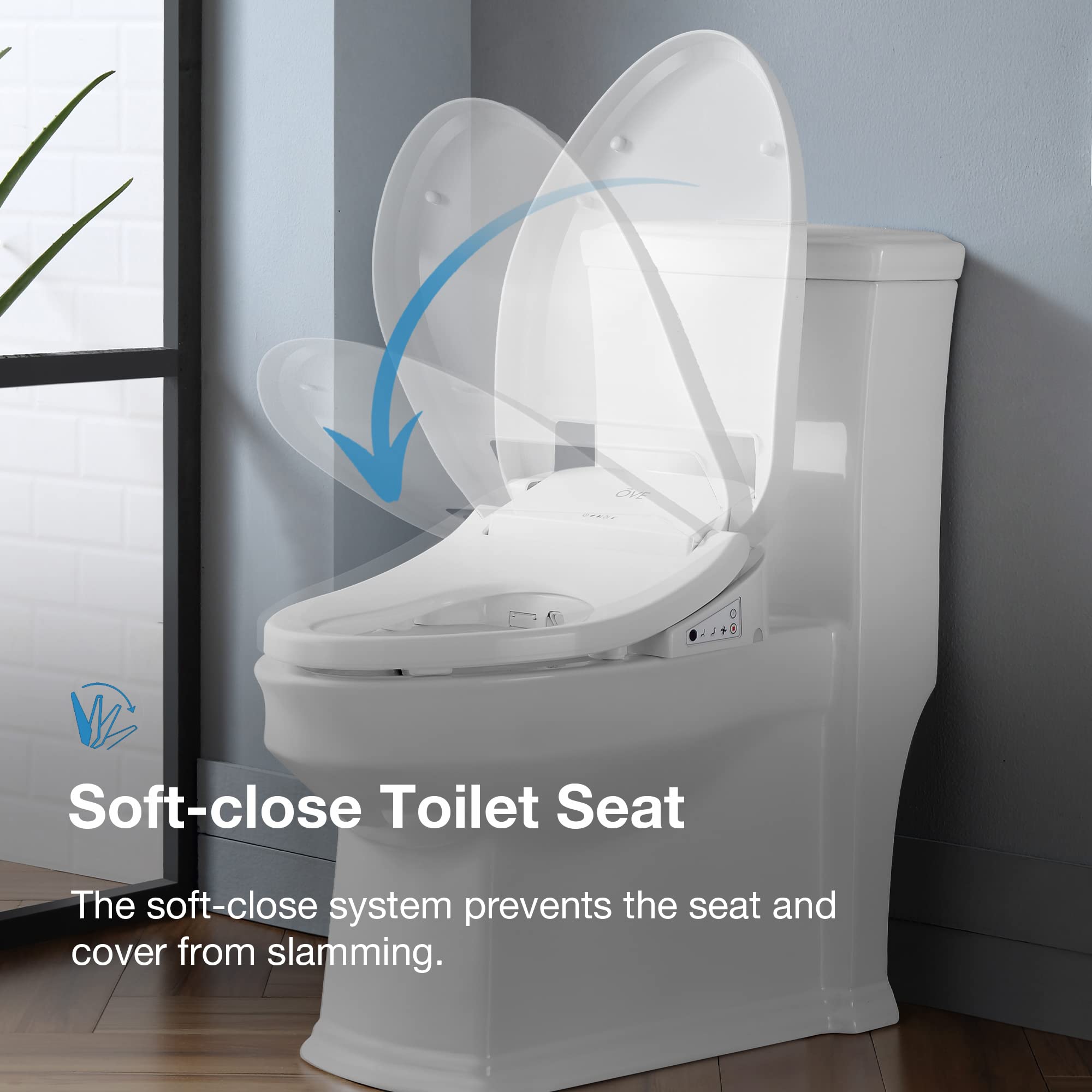 OVE Decors Calero Electronic Bidet Toilet Seat with Remote Control, LED Nightlight, Elongated Seat, Adjustable Nozzle, White