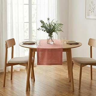 Solino Home 100% Linen Dining Table Runner Rose Woven, Diana 14 x 60 in