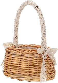 YARNOW Wicker Picnic Basket Picnic Storage Basket Container Case Box Cloth Toy Organizer Camping Use Home Store Gift Decor Wood Color