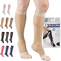 Vista 1 de Truform - Calcetines de compresión traslúcidos, 15-20 mmHg, para mujer, hasta la rodilla, puntera abierta, 20 Denier, color nude, talla 2XL