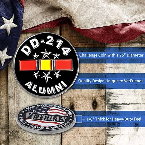 Miniatura 6 de Moneda de desafío para veteranos estadounidenses con DD-214 y cinta de servicio nacional con licencia militar, productos patrióticos, regalos para