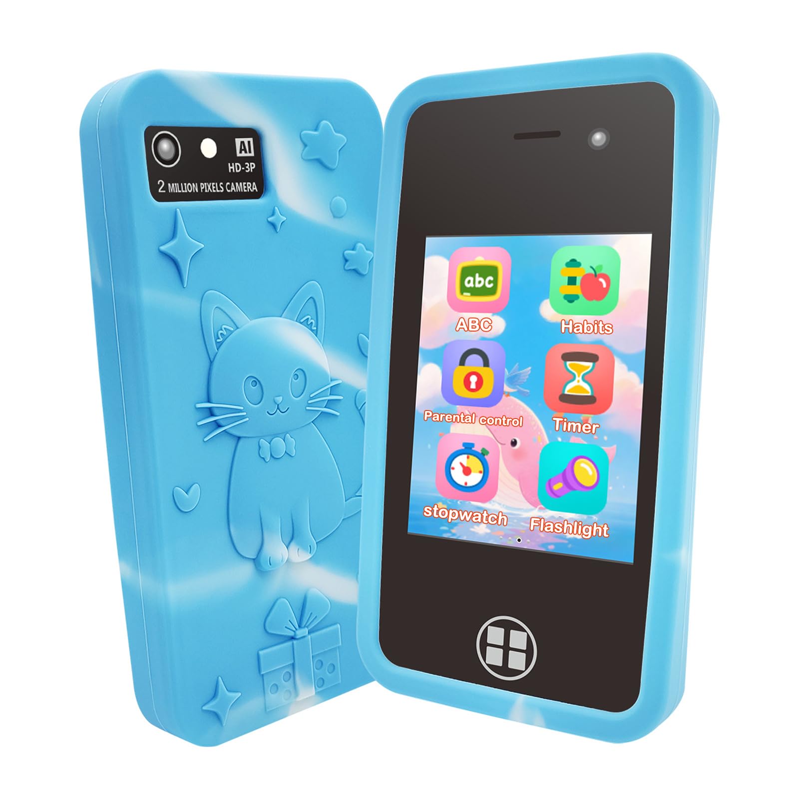 Smart Phone per bambini,regalo di compleanno di Natale per Ragazzi dai 3 ai 10 anni giocattoli per bambini,telefono cellulare,touchscreen da 3 pollici per imparare a giocare con doppia fotocamera
