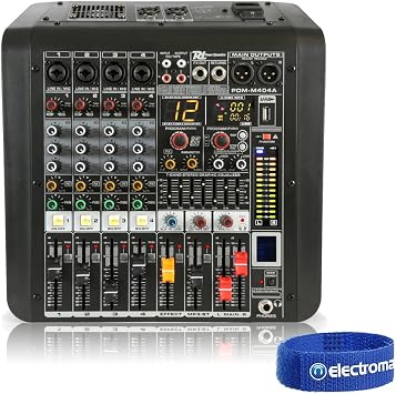 Power Dynamics PDM-M404A 4-Channel Powered PA Mixer with Built-in 400W Amplifier, USB MP3 Player, Bluetooth Audio Streaming & Multi-FX DSP Processor
