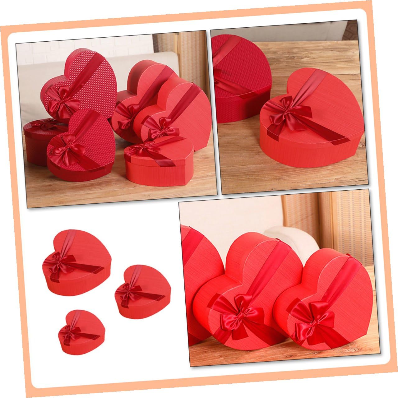 Gogogmee 3 Stück pack Rote Herzförmige Geschenkboxen aus Papier Aufbewahrungsboxen für Valentinstag Hochzeiten und Dekoration