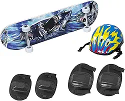 Skate Infantil Radical Iniciante 70 CM Tubarão Azul BH Store