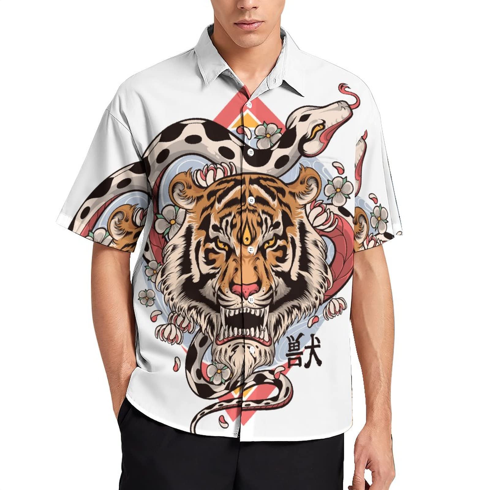 Amazon.co.jp: シャツ メンズ 半袖 タイガー 虎 トラ とら ヘビ 獸