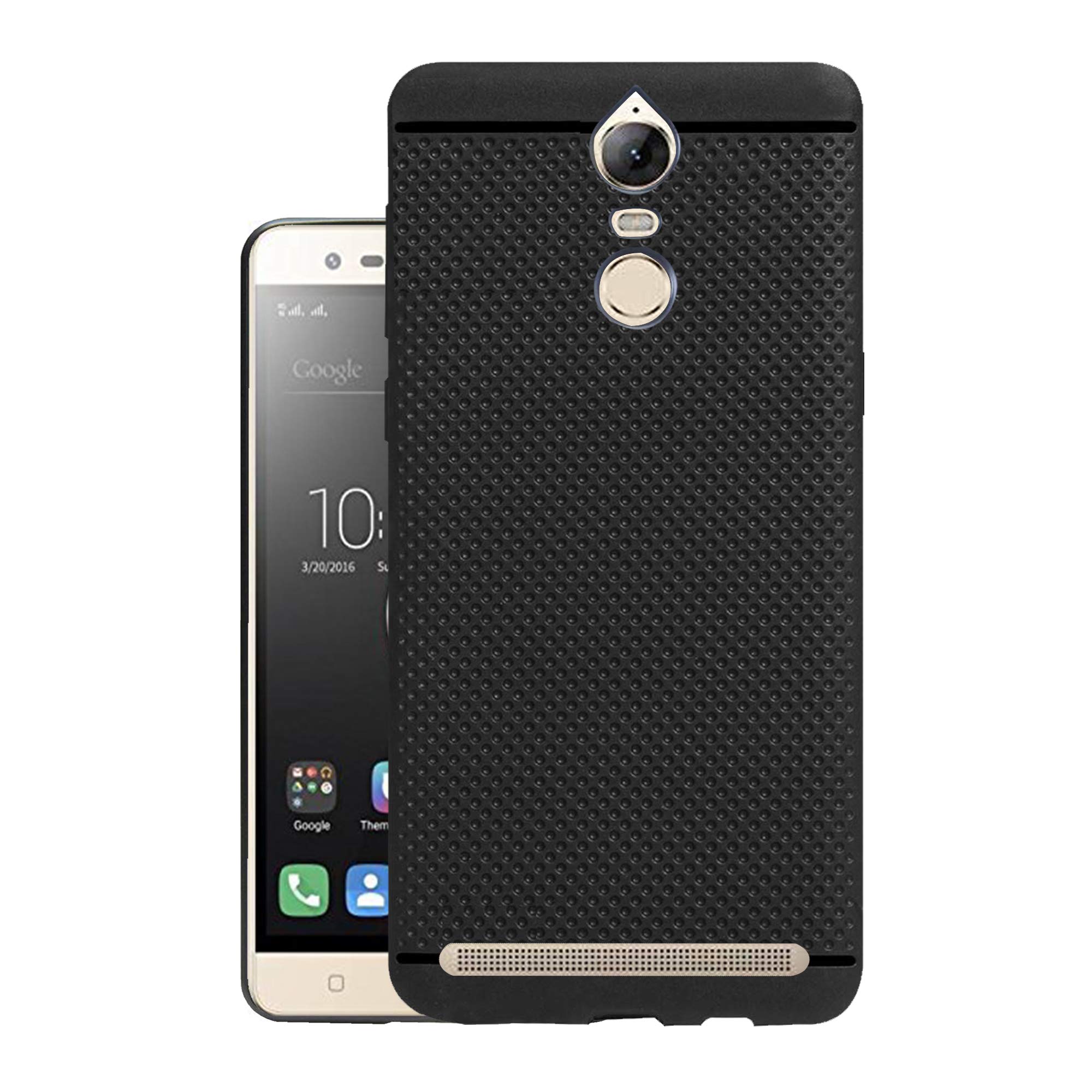 Hello Zone Exclusive Dotted Matte Finish Soft Rubberised Back Case Cover for Lenovo Vibe K5 Note - Black