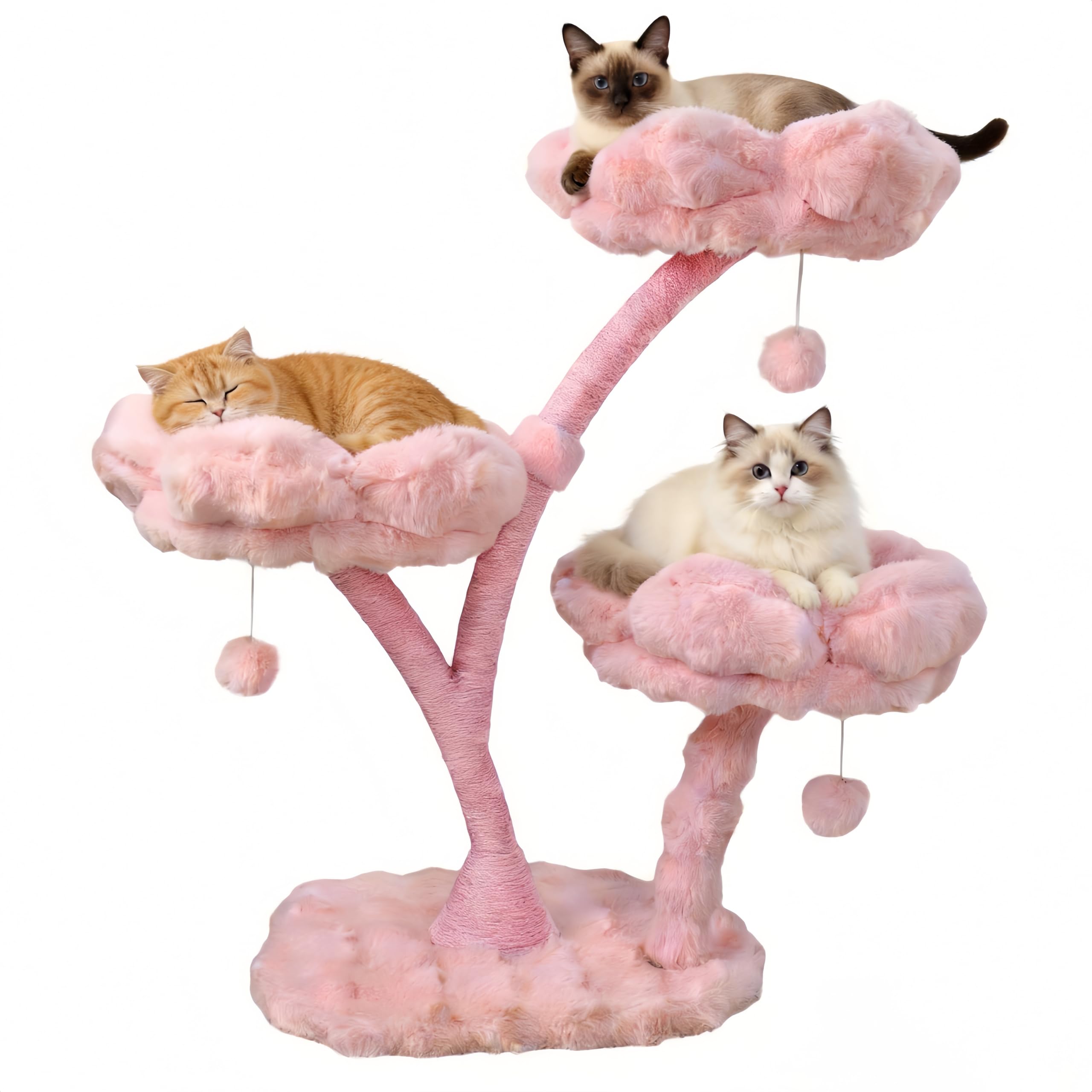 BingoPaw Estetico Albero Tiragraffi per Gatti Alto 105cm Carino Rosa