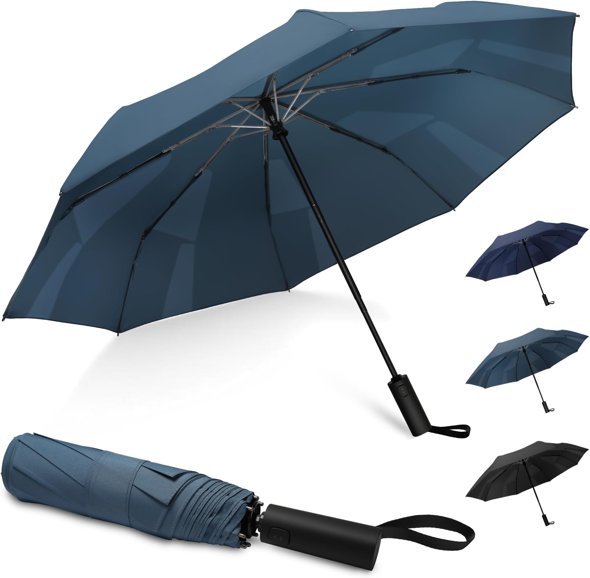 Travel Umbrella for Rain, Windproof Auto Open UV Protection UPF 50+, 3s Folding Compact, Memory Patches Design for Women Men Seniors (8 Ribs)
