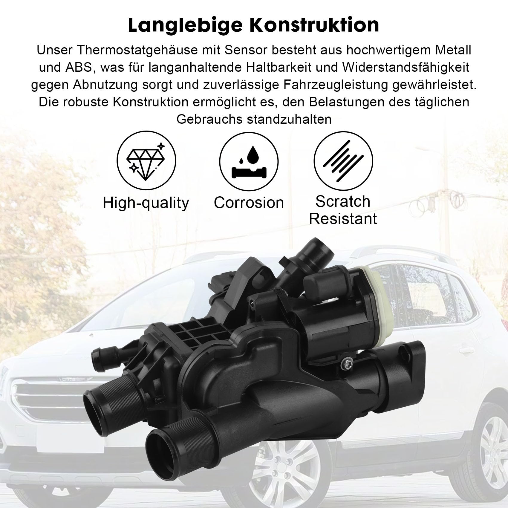 Thermostatgehäuse mit Temperatursensor Diesel 9804160380 9849443980 Kompatibel mit Peugeot Ford 2.0 BlueHDi
