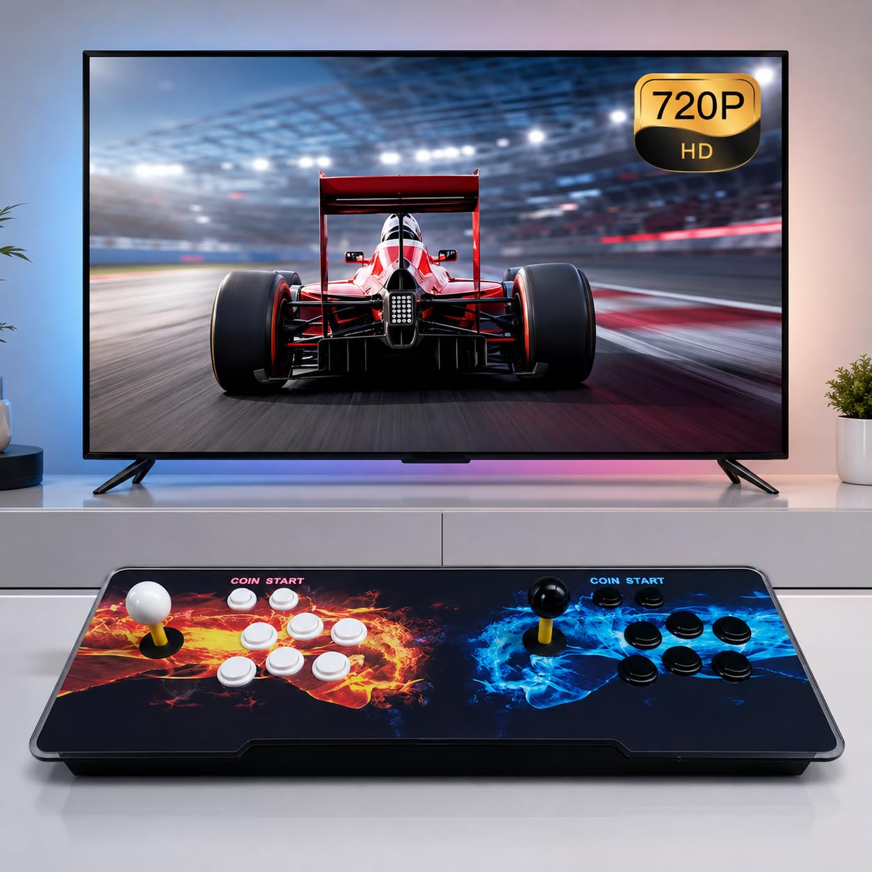 Console Arcade Rétro 10888 Jeux avec Joystick Double WiFi Sortie 720P