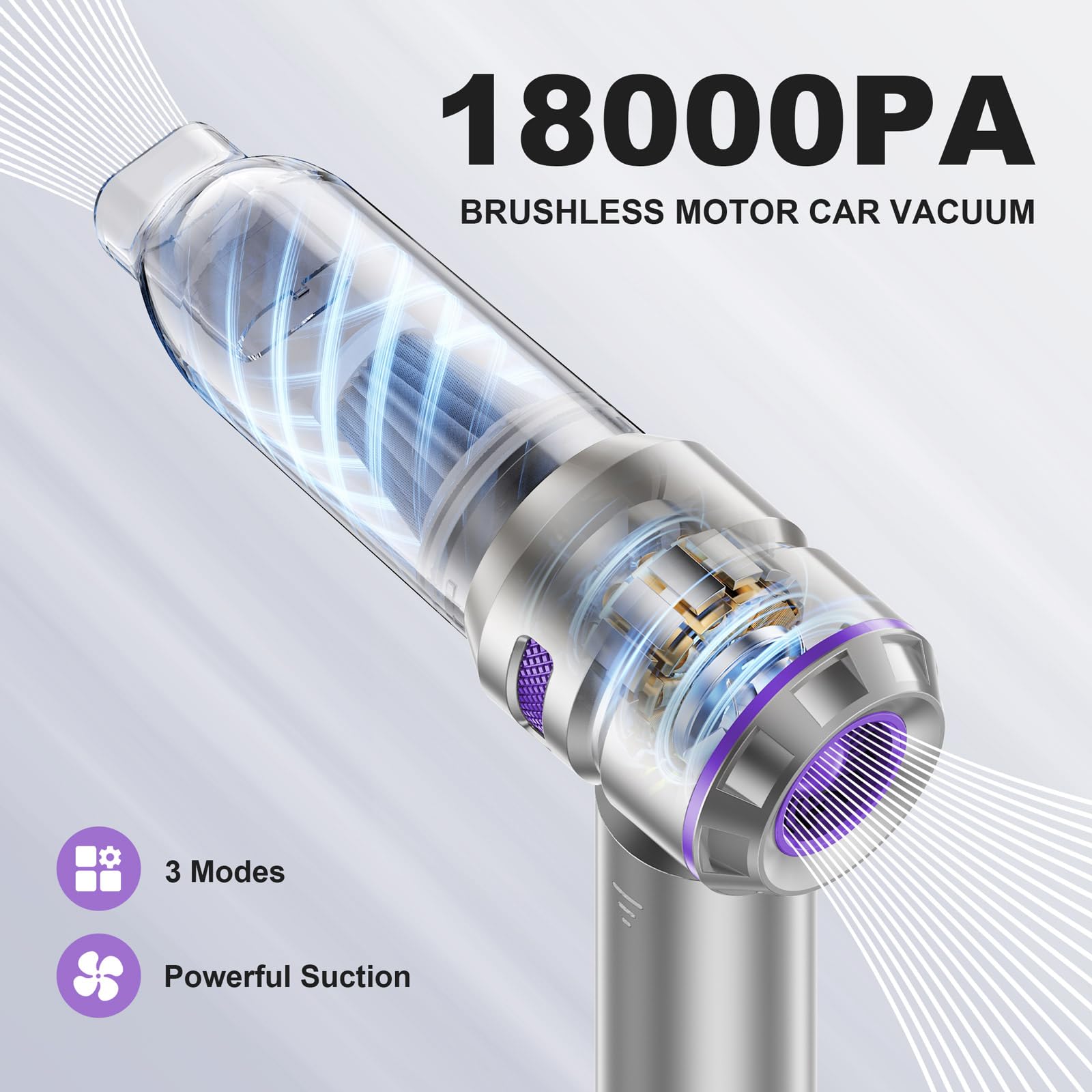 KITBEZN Aspiradora de Mano, 26000Pa Mini Aspirador Coche Potente Portátil, 220000 RPM Aspiradora de Mano Sin Cable Recargable