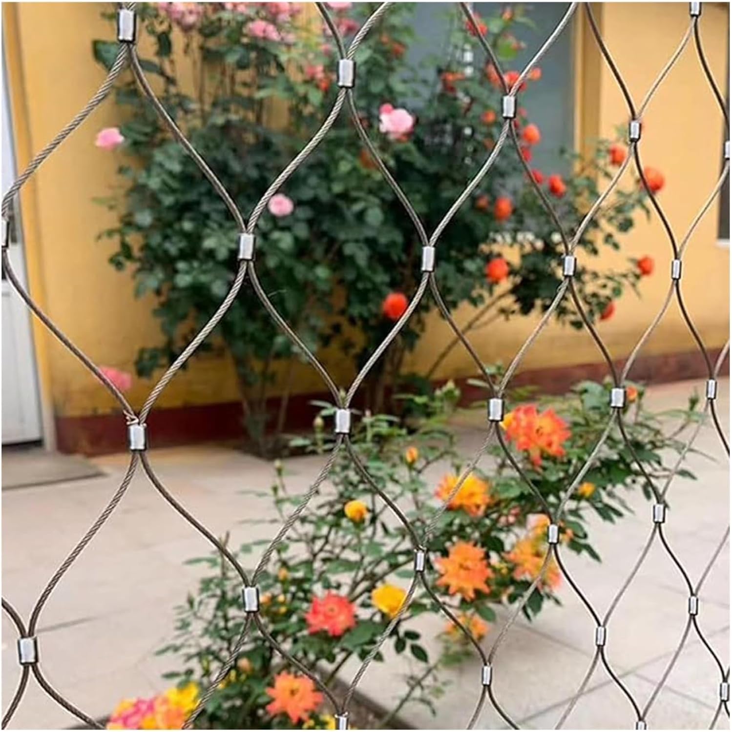 304 Stainless Steel Rope NetStair Safety Mesh High Altitude ImpactResistant Netting Fall Prevention 10cm/2mm 1x8m (3.28x26.24ft) for Banister Protection