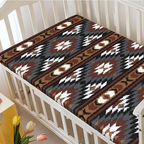 Miniatura 3 de Sábanas bajeras ajustables para cuna pequeña con temática azteca, material ultra suave, ideal para habitación de niños o niñas o guardería, 24 x 38