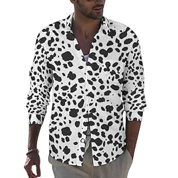 Amazon.co.jp: ダルメシアン柄 メンズ 長袖 シャツ ワイシャツ
