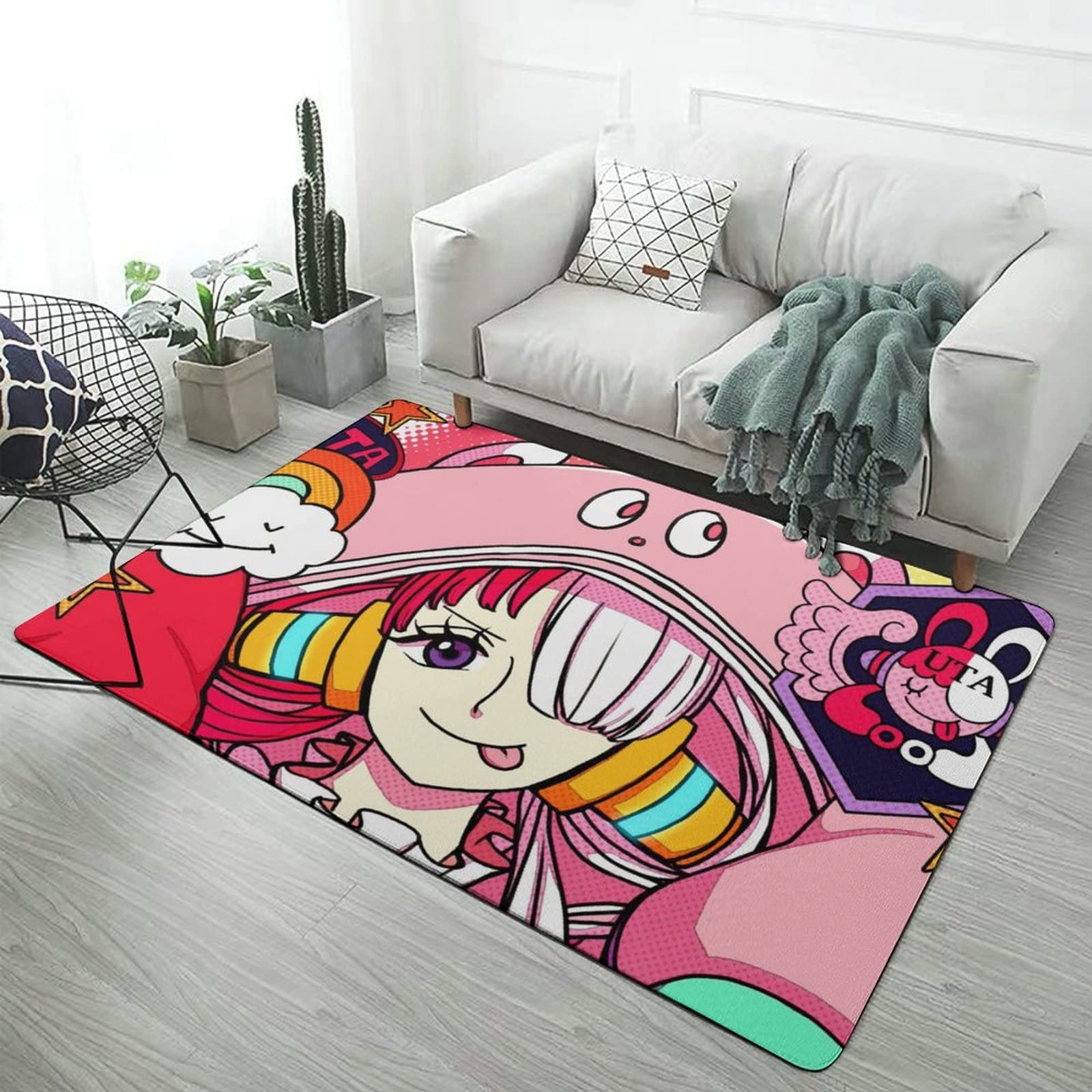 Amazon | カーペット ラグ ワンピース ウタ レッド ラグマット滑り止め