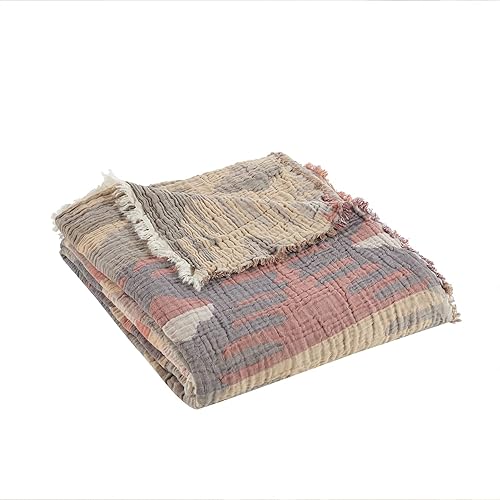 Miniatura 4 de Aurora - Mantas de algodón tamaño Queen, manta de verano de algodón, manta de muselina ligera y transpirable para sofá, cama, silla, manta bohemia