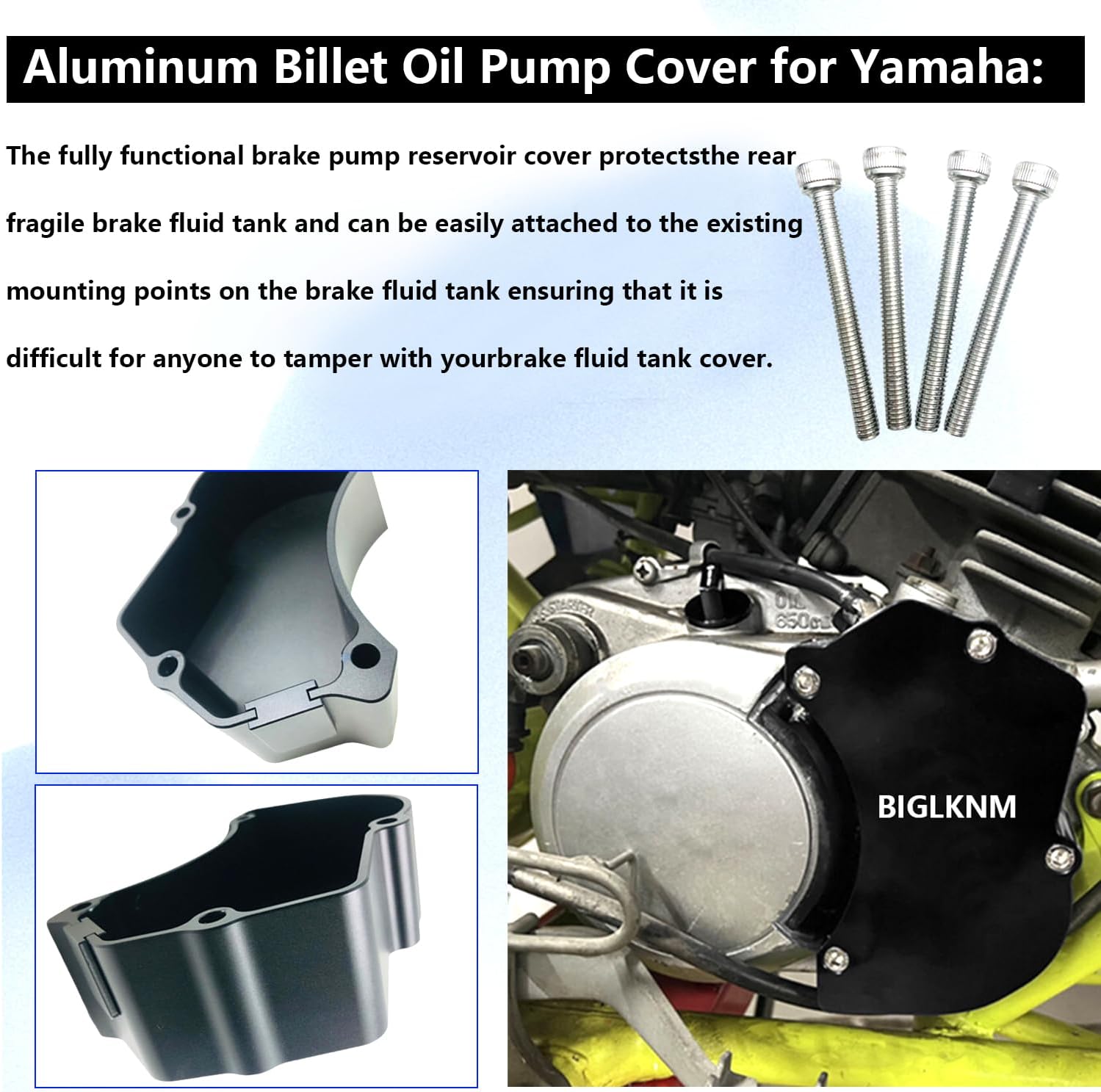 Aluminum Billet Oil Pump Cover with Stainless Steel Bolts Compatible with 1988-2006 Yamaha Blaster 200 YFS200-Black