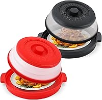 Vista 13 de Cubierta antisalpicaduras para microondas para alimentos con placa base antiquemaduras, plástico grande y silicona ventilada para evitar quemaduras