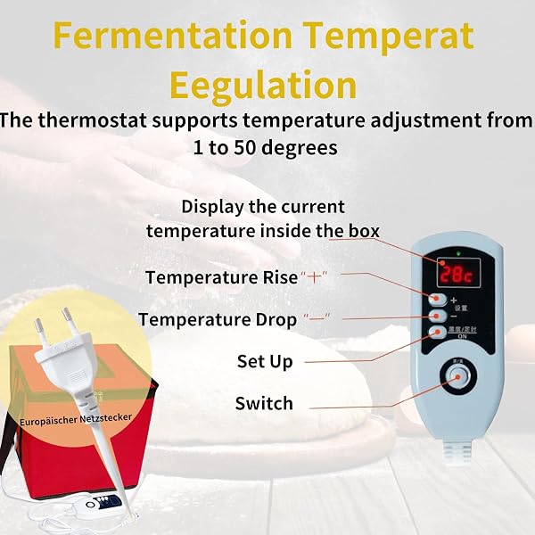 Cloud Fire Caja de Fermentación Eléctrica Plegable Azul 43L, 150W con Control de Temperatura, Fermentadora para Pan y Masa Madre, Armario Desmontable para Pizza, Yogur y Repostería (35×35×35 cm) - 3