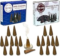 Vista 340 de TRUMIRI Incense Cones - Combo Pack of 20 Cone Incense - 10 Nag Champa + 10 Palo Santo - Insence Cones - Incense Cones Scented - Cone Incense Scents