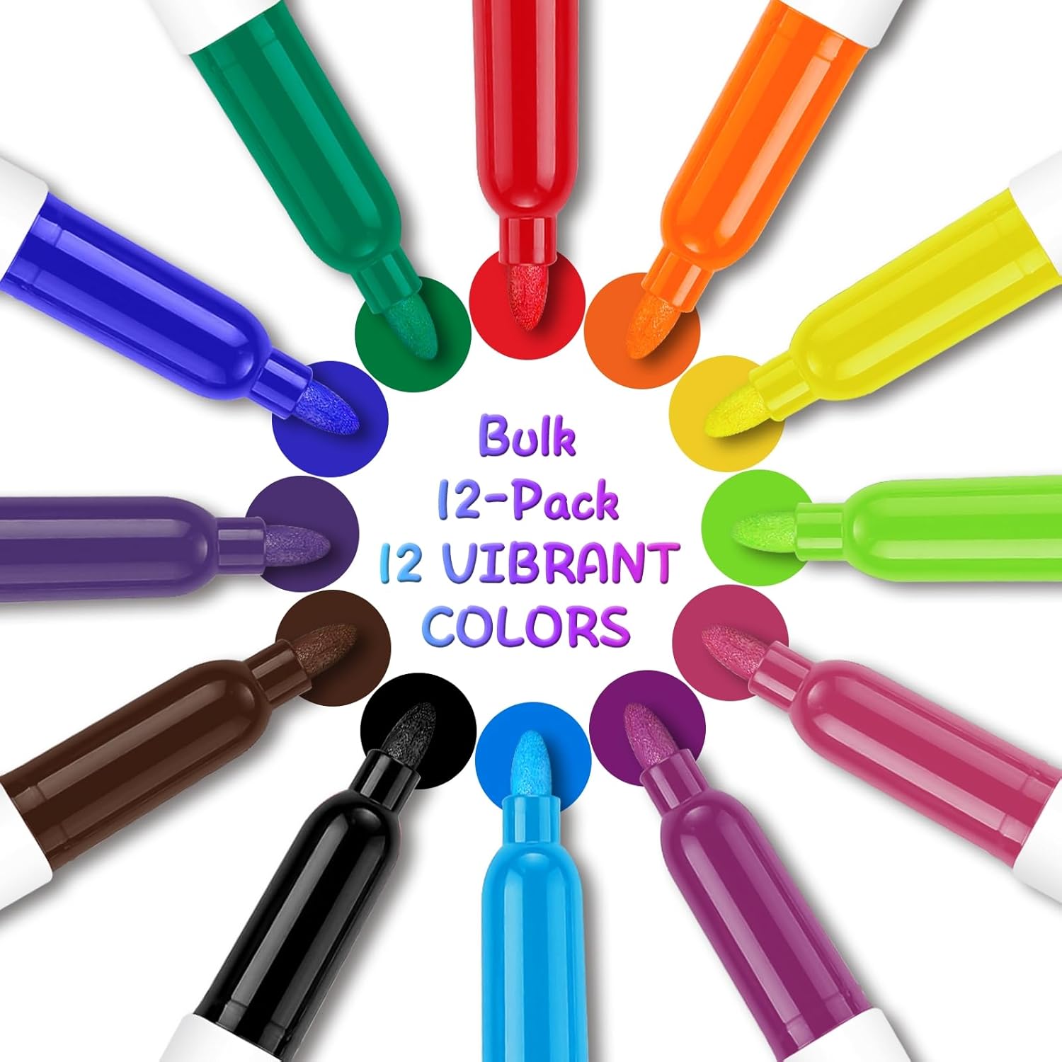 SFAIH 低臭ドライイレースマーカー 細字 - ホワイトボードマーカー 12本パック 12色アソート 細字 ホワイトボードマーカー